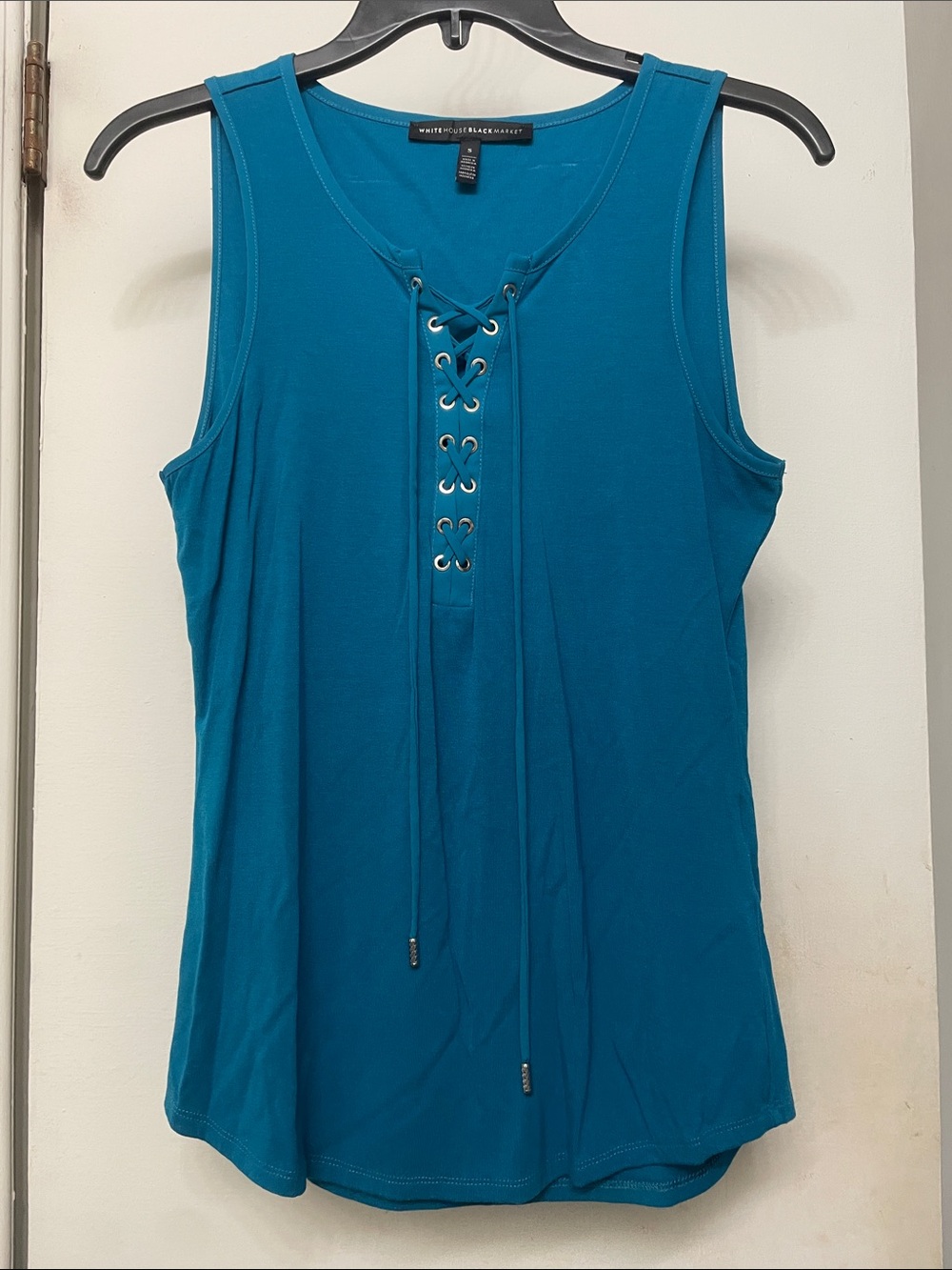 White House Black Market Teal Lace-Up Sleeveless Tank